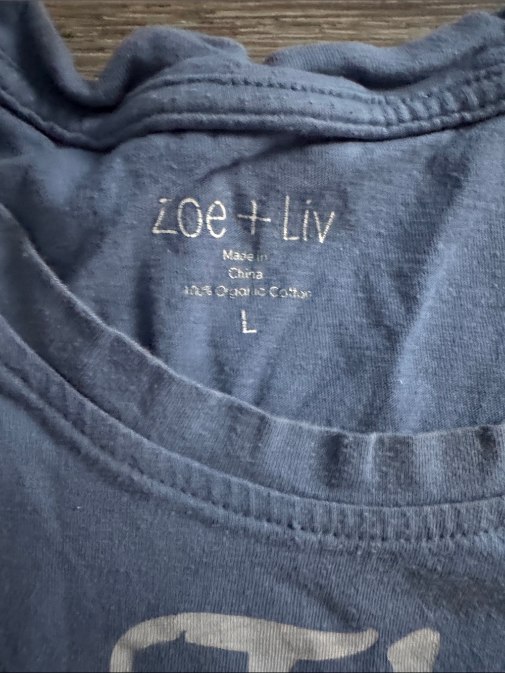 Zoe + Liv Blue Graphic Muscle Tank with White Text - Picture 2 of 6